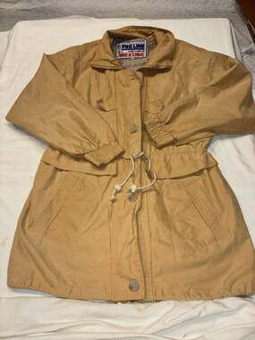 Vintage Apex One NFL Pro Line Women's Tan Microfiber Parka Jacket Size Large